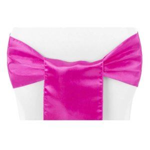 50 count | Fuchsia Pink Satin Sashes Wedding Chair Bows Dining Table Decor ~ New